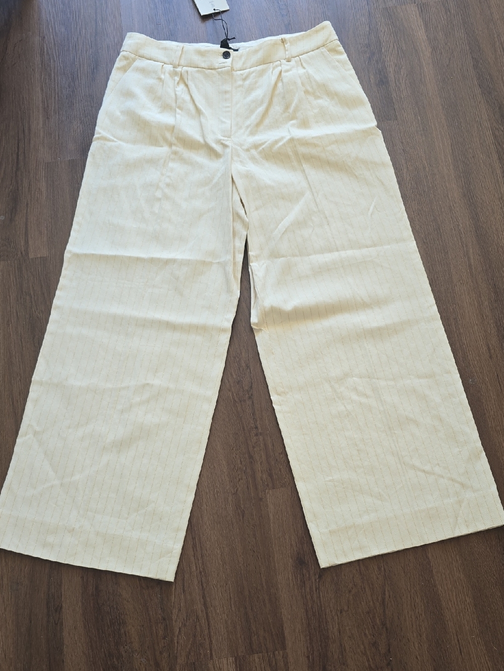 All Saints Cream Pinstripe Wide-Leg